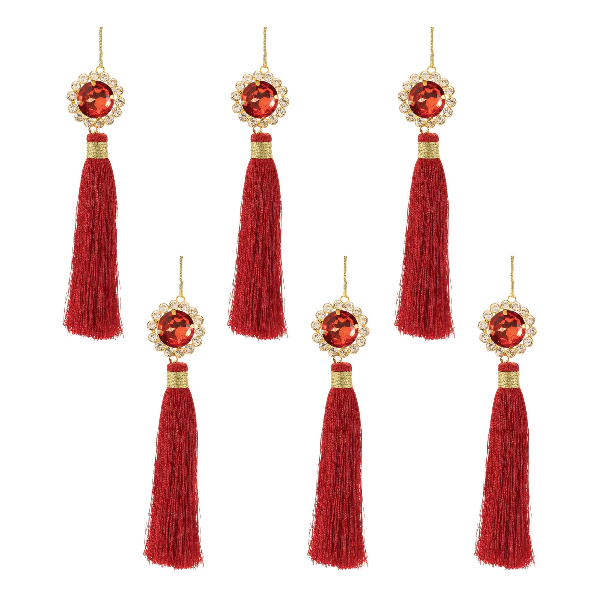 7.75" Holiday Jewel Tassel Ornaments, 6ct.